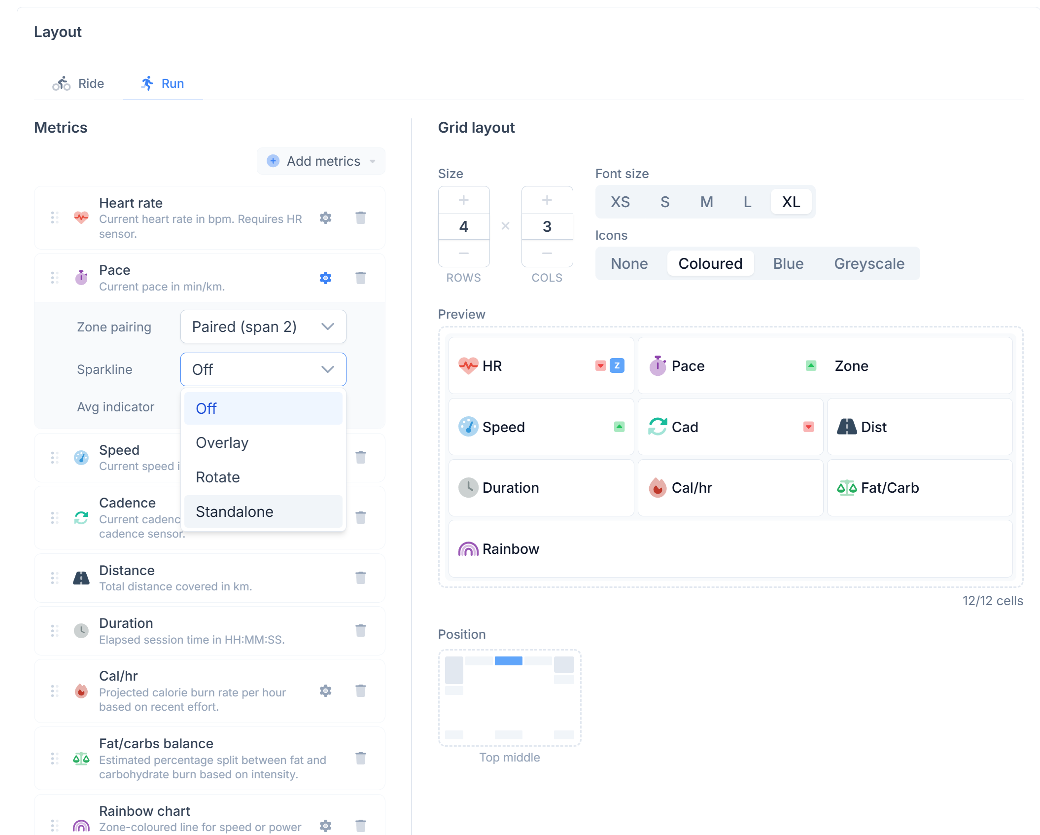 Configure screen